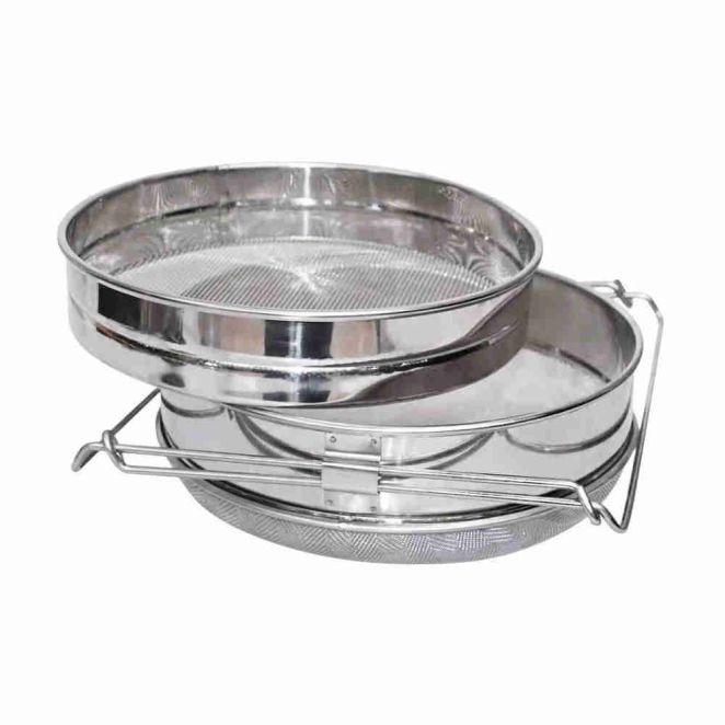Stainless steel double honey strainer Φ32cm