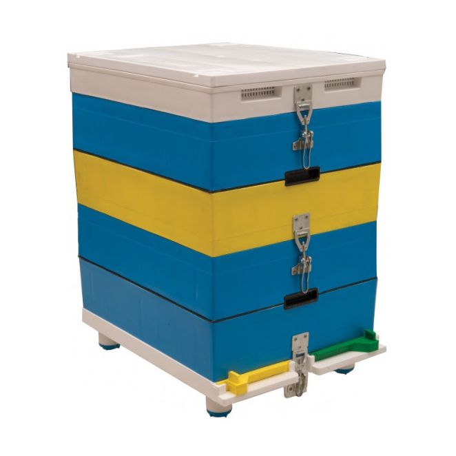 Double plastic hive with anti-varroa bottom Technoset with flight board